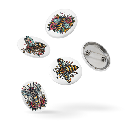 Traditional bee set of pin buttons