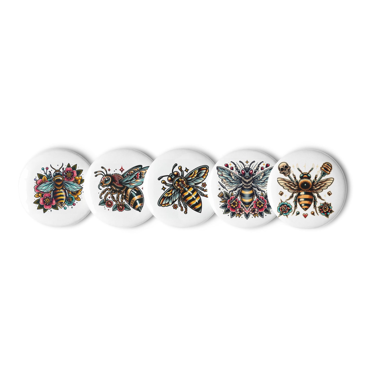 Traditional bee set of pin buttons